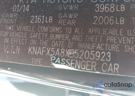 2014 Kia Forte Ex from USA, damaged, VIN KNAFX5A8XE5205923